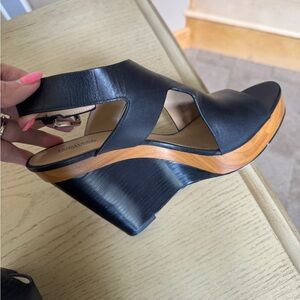 Michael Kors Black and Tan Leather Wedges